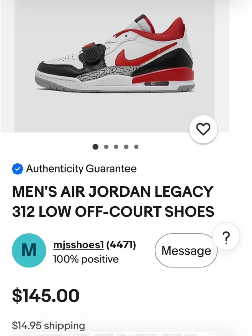 Jordan 312 legacy low top fire red